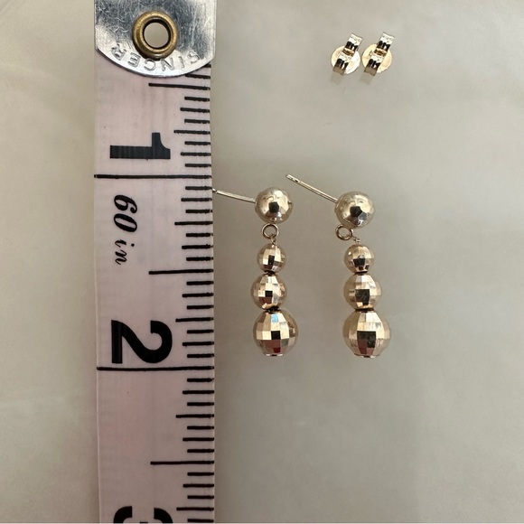 14k Solid Gold Dangle Disco Ball Earrings - Picture 2 of 15